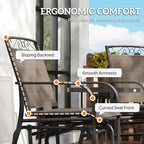 Outsunny Outdoor Glider Chairs with Coffee Table Patio 2-Seat Brown | Rocking Chair Swing, Breathable Sling, Backyard, Garden, Porch