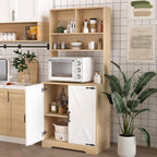 71" Tall Pantry Cabinet, Kitchen Cabinet with Microwave Stand & Storage Shelves, Farmhouse Kitchen Hutch Storage Cabinet with Doors, Buffet Cabinet Food Pantry Cupboard for Kitchen, Dining Room