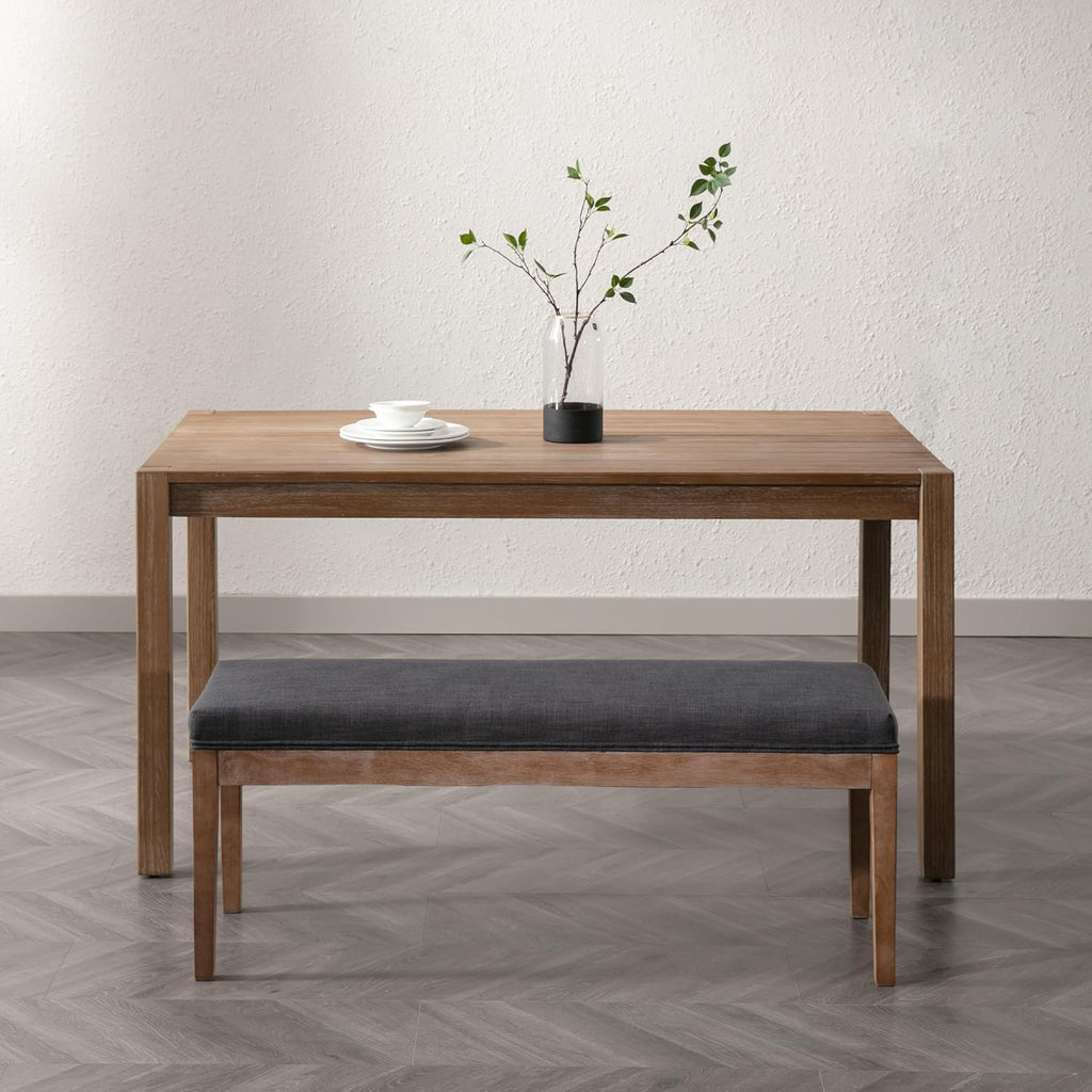 Linen Dining Bench Upholstered Entryway Bench Farmhouse Shoe Bench Seat Ottoman for Hallway Living Room Bedroom End of Bed Dining Room Kitchen, 45.5" Long, Charcoal