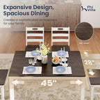 PHI VILLA Dining Table Set for 4, Solid Wood Kitchen Table and Chairs | Solid Rubber Wood, Space Saving, Farmhouse Design, Easy Assembly, Small Kitchen Table Set for Apartment, Black Walnut&Wihte