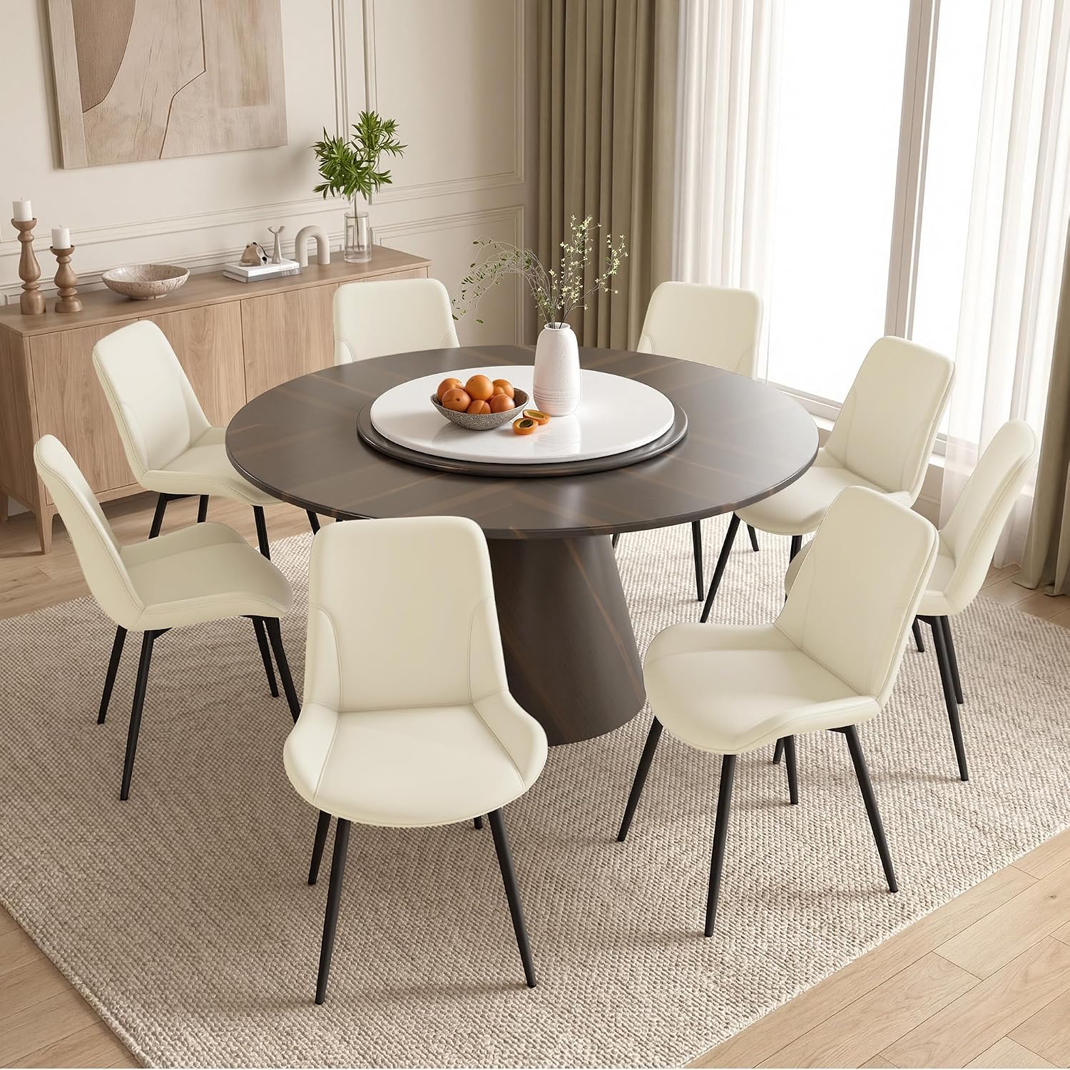 Miereirl Dining Chairs Set of 4, Modern Upholstered Dining Chairs, Kitchen Chairs with Cushioned Seat and Back, Armless Side Chairs with Metal Legs for Dining Room Kitchen
