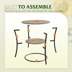 WLIVE Side Table, Round End Table with 2 Storage Shelves for Living Room, Bedroom, Nightstand with Steel Frame for Small Spaces, Accent Coffee Table, Light Grey