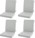 Outdoor Chair Cushions, Water-Resistant & Fade-Resistant, Patio Furniture Lawn Dining Chair Seat Replacement with Mid Back, Ties Zipper, Removable Cover, 18 x 16.5 Inch, Set of 4, Light Grey