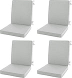 Outdoor Chair Cushions, Water-Resistant & Fade-Resistant, Patio Furniture Lawn Dining Chair Seat Replacement with Mid Back, Ties Zipper, Removable Cover, 18 x 16.5 Inch, Set of 4, Light Grey