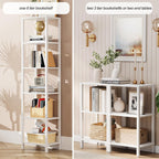 TUTOTAK Bookshelf, 6-Tier Tall Book Shelf, Narrow Bookcase for Small Space, DIY Stackable Bookshelf, for Living Room, Office, Study, Entryway, Industrial, White BS01BW006