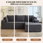 GRUSIGN Cloud Sectional Couches for Living Room, Modular L Shaped Couch with Deep Seat Oversized Right Facing Chaise, Memory Foam Compressed Spineless 3 Seater Sofa, Wide-Striped Grey