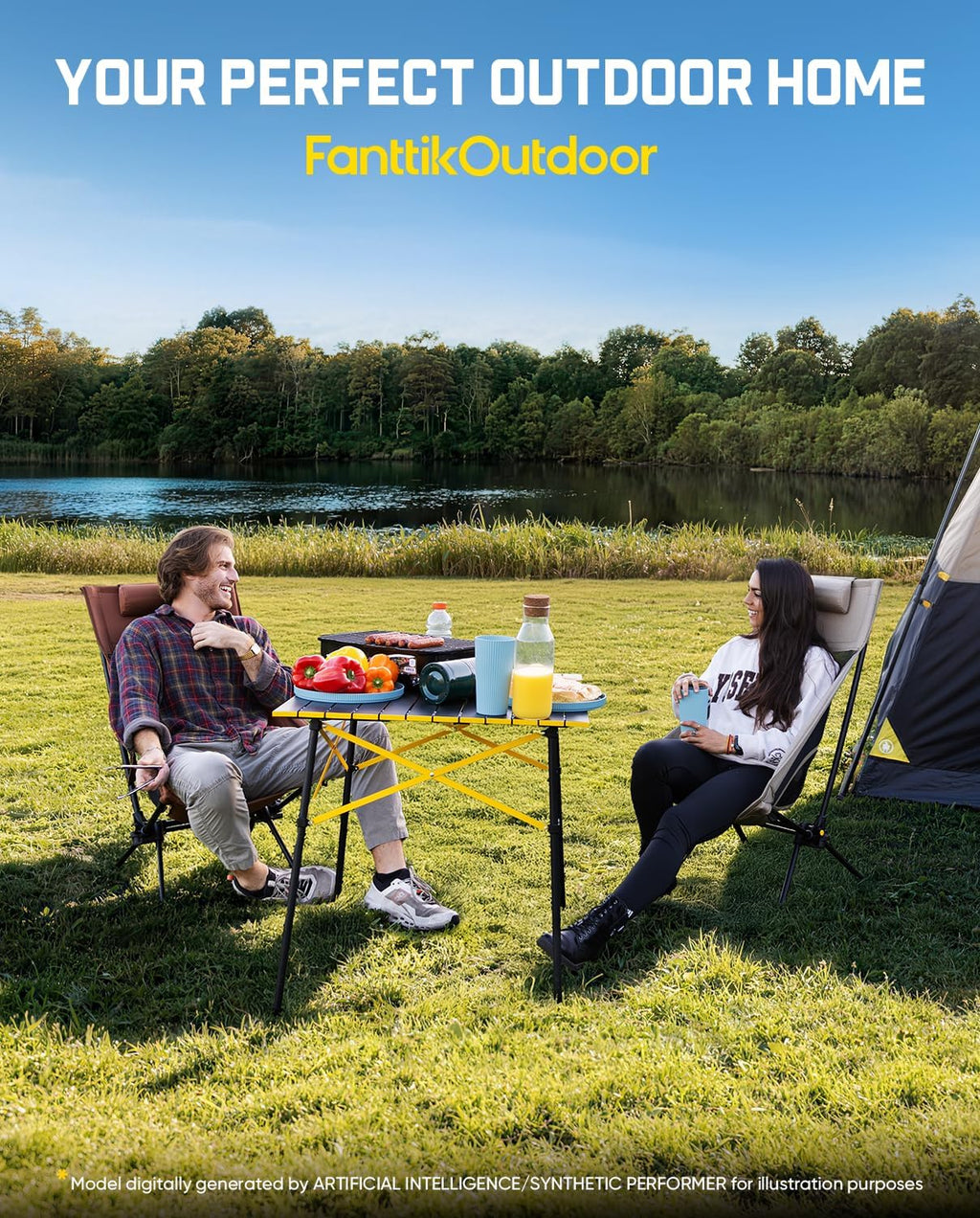 FanttikOutdoor Zeta V11 Pro Camping Table, Portable Folding Roll Up Table with Lightweight Aluminum Top & Carry Bag for Camping, BBQ, Tailgating Party, Picnic, Backyard, Large