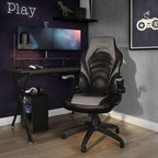STAPLES Emerge Vortex Gaming Chair, Adjustable Height, Swivel Black | Racing-style design with sturdy swivel base, ideal for gaming or office desk setups.