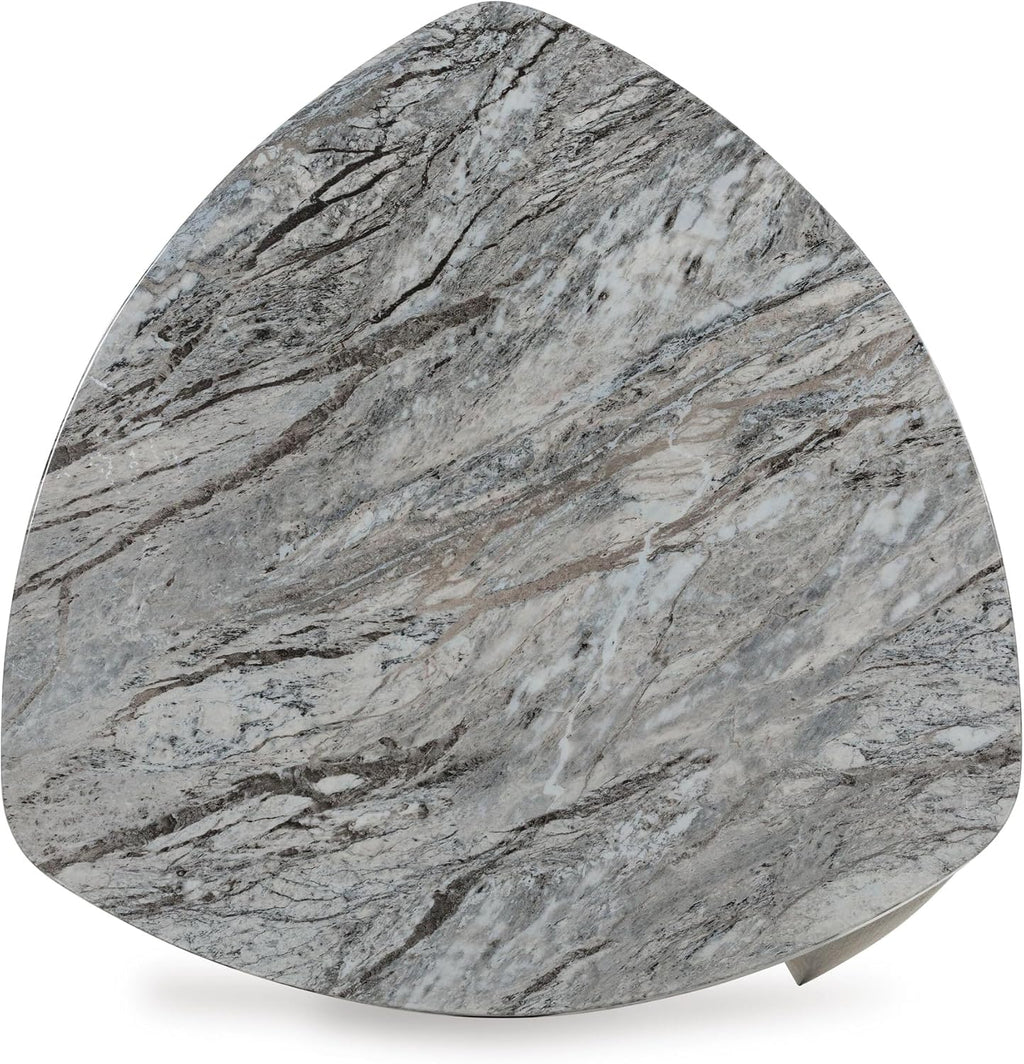 Signature Design by Ashley Surmour Contemporary End Table with Faux Marble Top, Gray & Light Brown
