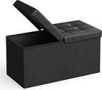 SONGMICS 30 Inches Folding Storage Ottoman Bench with Flipping Lid | Storage Chest Footrest Padded Seat, MDF Support, Ink Black, MINOTA Collection ULSF45BK