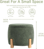 Get Set Style 22 inch Round Ottoman with Wooden Legs, Storage Vanity Stool for Makeup, Upholstered Footrest Stool,Coffee Table for Living Room, Bedroom