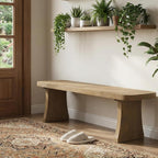 Merax 62.9" Solid Pine Dining Bench with Flared Legs – Rustic Wood Entryway & Dining Seating for 3 Adults, Heavy Duty 350lbs Capacity, Natural Finish for Farmhouse, Modern & Coastal Homes, Pine Wood