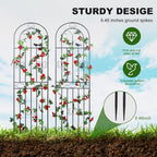 2 Pack 86.7" H x 19.7" W Metal Garden Trellis with Black Coating, Wire Lattice Grid Panel for Climbing Plants Outdoor Roses Vine Cucumbers Vegetables Flower Support