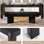 Tribesigns 47.24" Dining Bench, Modern Black Dining Table Bench with Sturdy Base, Wooden Kitchen Seating for Living Room, Entryway