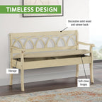 OSP Home Furnishings Coventry Solid Wood and Veneer Storage Bench, Antique White