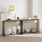 YATINEY Narrow Console Table, 2-Tier Small Sofa Table, 39.4" Thin Entryway Behind Couch Table with Shelves, Industrial Hallway Table, for Living Room, Foyer, Rustic Brown and Black CT25BR