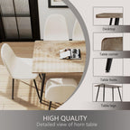 Small Dining Table Set for 4, Modern Kitchen Table Set for 4, 5 Piece Wooden Dining Table Set, 47'' Kitchen Table Set with 4 Fabric Dining Chairs Ideal for Small Spaces