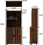 71" Kitchen Pantry Cabinet with 12 Wine Bottle Racks, Kitchen Hutch Food Pantry with Microwave Stand, Storage Cabinet with Doors and Shelves