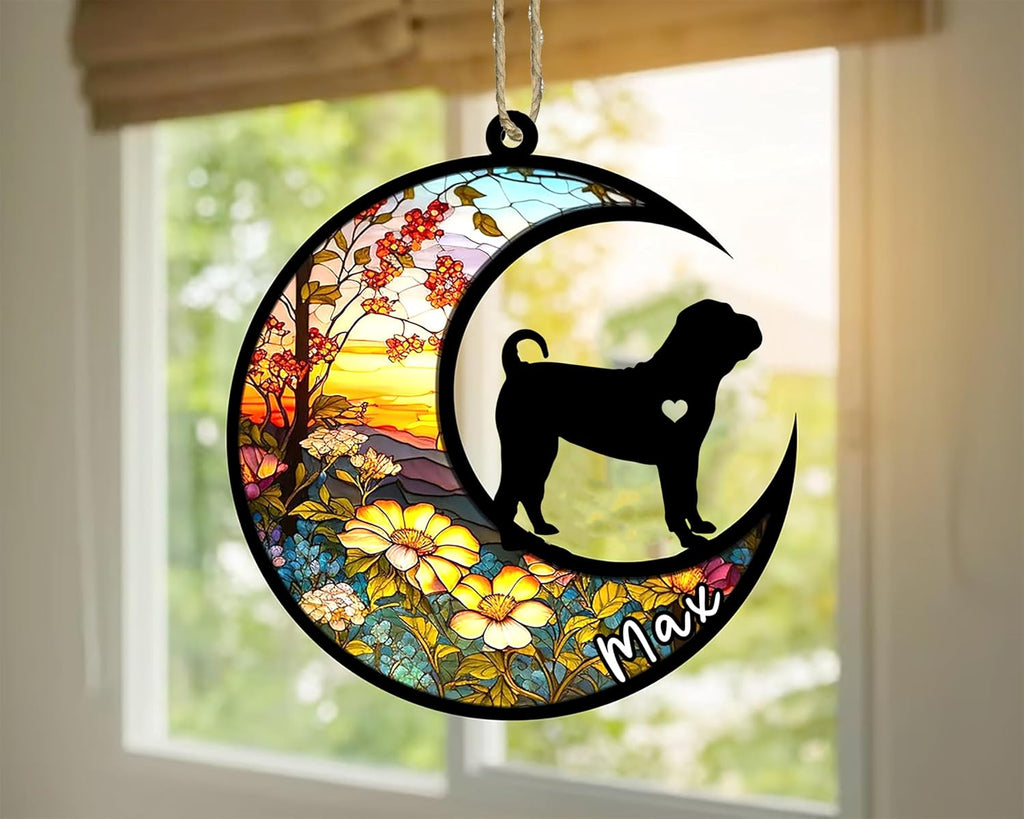 Personalized Dog Memorial, Custom Name Shar Pei Dog Christmas Ornament with Name, Custom Breeds, Pet Loss Light Catcher, Gifts for Lovers Loss of Pet Sympathy on Mothers Day Christmas