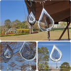 2PCS Wind Spinner 3D Stainless Steel Metal Sculptures Decorations, Water Droplets Wind Sculptures & Spinners, Outdoor Hanging Garden Decoration, Bird Devices Deterrent for Outside to Scare Birds Away