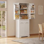 Gizoon Tall Kitchen Pantry Cabinet with Doors and Adjustable Shelves, White | 70'' Pantry Storage Cabinet with Drawer Freestanding Organizer for Small Kitchen Bathroom Laundry Room