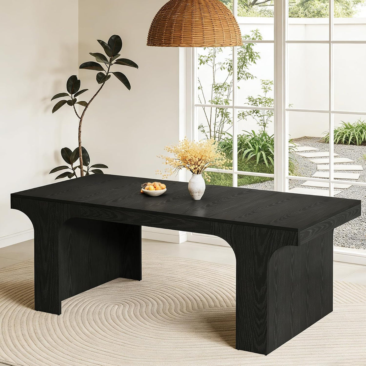 Tribesigns 71" Large Dining Table for 6-8, Farmhouse Kitchen Table, Rectangular Dining Table with Sturdy Reinforced Metal Frame and Curved Legs for Kitchen & Dining Room