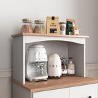 49.4" H White Kitchen Pantry Cabinet with 2 Doors & 2 Drawers, Freestanding Microwave Cabinet with Adjustable Shelf & Cable Hole, Wooden Storage Hutch for Kitchen, Dining Room