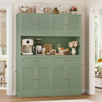 HIFIT 71“HX55“W Large Pantry Cabinet for Food Storage, Farmhouse Kitchen Hutch with Storage Drawers, Tall Kitchen Pantry Cabinet with Microwave Stand for Dining Living Room, Green