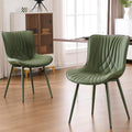 Kidol & Shellder Dining Chairs Set of 2, Mid Century Modern Kitchen Chairs with Metel Legs, PU Leather Upholstered Side Chair for Dining Room, Living Room, Lounge, Restaurant, Bean Green