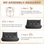 Bean Bag Chair for Adults - Large Bean Bag with Three Pillows, Oversized Chair with High-Rebound Memory Foam, Lazy Floor Sofa for Reading, Gaming, Living Room, Bedroom (3-Seater, Grey)