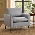 Faux Leather Accent Chair, Office Armchairs with Metal Legs (Grey, 1)