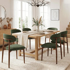 UVV Dining Chairs Set of 8, Metal Kitchen Chairs with Modern Fabric Upholstered for Dining Room, Green