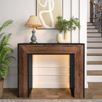 41" Entryway Table with LED Light, Farmhouse Wood Console Table Behind Couch, Rustic Narrow Sofa Table for Living Room, Rustic Wood Entry Table for Entryway, Hallway, Foyer, Black/Walnut