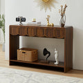 ORRD Console Table with Drawers, Mid-Century 43 Inches Narrow Entryway Tables with Open Storage Shelves, Hallway Accent Tables Behind Couch Table for Living Room - Walnut