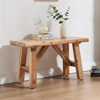Solid Wood Entryway Bench, 30" Rustic Small Wooden Bench Narrow Farmhouse Wood Bench Seat Entry Way Bench Indoor for Living/Dining Room, Small Hallway Bench, Porch, Handcrafted, Natural