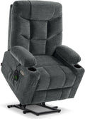 MCombo Power Lift Recliner Chair with Extended Footrest for Elderly People, Fabric 7283 (Dark Gray, Large)