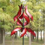 Large Garden Wind Spinner - Tulip Outdoor Yard Wind Sculptures & Spinners, Garden Decor Gift Ideas for Mother, Birthday, Housewarming (Dia19 x H87”)