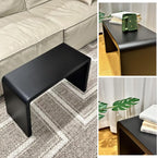 C Shaped End Table, Solid Wood Sofa Side Table for Couch, Bed, and Living Room, Space-Saving Small Snack Table for Bedroom, Office, or Balcony, Wooden Nightstand for Laptop and Narrow Spaces