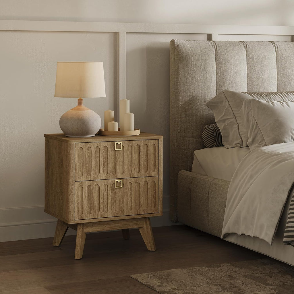 SICOTAS Nightstands Set of 2 with Drawers, 21" Wide Modern Bedside Tables