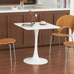 Square Dining Tulip Table for 4, Mid-Century Modern Table with Sturdy Metal Pedestal for Kitchen, Bistro, Cafe, Leisure (White, 27.6 INCH)