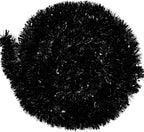 FOIMAS 33FT Black Tinsel Garland,Halloween Metallic Tinsel Garland Twisted Hanging Garland for Halloween Christmas Tree Fireplace Home Decoration