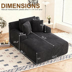 Avenix 66" Oversized Chaise Lounge Chair Indoor, Cloud Corduroy Reading Chair Deep Seat Sofa Couch Bed with 3 Pillows for Living Room, No Assembly Required, Black