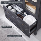 IFGET 71" Tall Arched Kitchen Pantry, Kitchens Storage Cabinets, Grey | Modern Farmhouse Wood Pantry w/2 Large Drawers and Adjustable Shelves, Versatile Cupboard for Kitchen, Dining Room, Bathroom