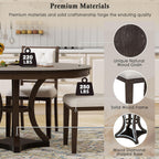 Bellemave Extendable Dining Table Set for 4, 5-Piece Retro Round Table Set with 4 Upholstered Chairs, Round Table with a 16" W Leaf, Oval Kitchen Table Set with Extendable Table (Espresso)