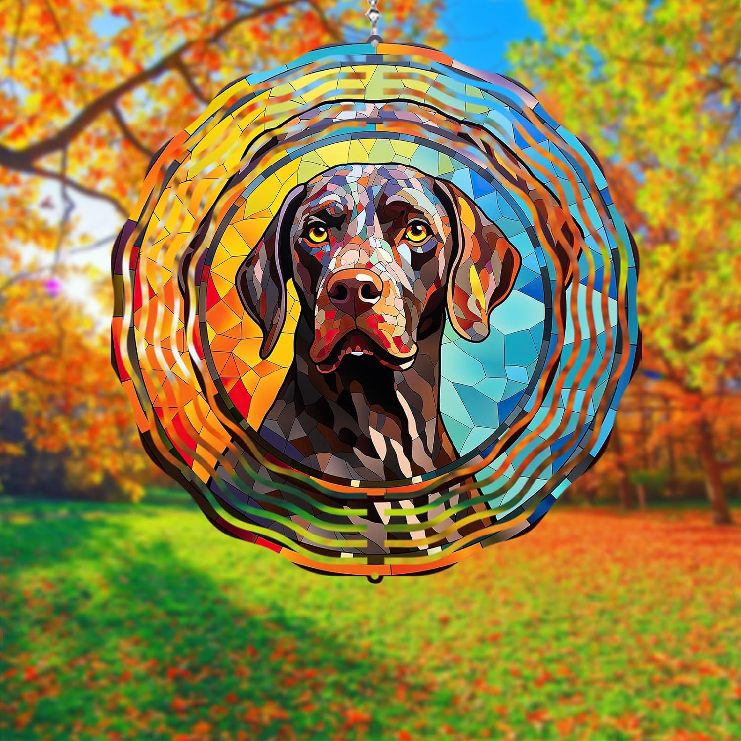 German Shorthaired Pointer Dog Wind Spinners Outdoor Dog Memorial Gifts, 3D Metal Kinetic Hanging Garden Wind Spinner, Spinner Decor, Wind Sculptures for Outdoor & Indoor, Window, Yard Decor (GSP 1)