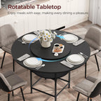 MAHANCRIS Round Dining Table for 4, Dinner Table with Storage Shelf, 47.2'' Dining Room Table, Circle Tables, Farmhouse Wood Kitchen Tables for Dining Room Living Room, Black DTBK12001