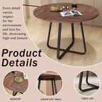 43.31'' Round Dining Table, Wood Kitchen Table with Metal X-Shaped Base, Kitchen Dining Room Circle Dinner Pedestal Table, Space Saving Industrial Circle Coffee Table for Home Living Room Furniture