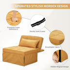 Yellow Sofa Bed, Convertible Chair 4 in 1 Multi-Function Modern Folding Ottoman Guest Bed with Adjustable Sleeper for Small Room Apartment
