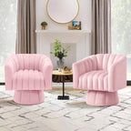 YSICK Swivel Accent Chair,360°Swivel Barrel Chairs, Mid-Century Chair with Wide Upholstered, Modern Velvet Fabric, Round Armchair for Living Room, Lounge, Bedroom