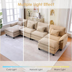 URRED Oversized Modular Sectional Sofa，Solid Khaki：157" U Shaped | Modern Comfy Cloud Couch with Movable Ottoman and Pillow, Deep Seat Couches for Living Room, Bedroom or Apartment